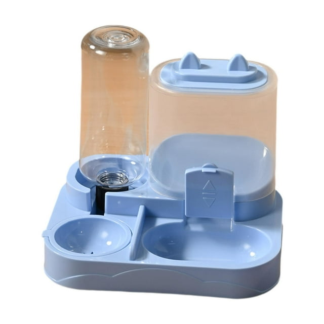 Alimentador automático 2 en 1 para mascotas, dispensador de agua, bebedero, estación de alimentación, práctico comedero para gatos desmontable para Azul