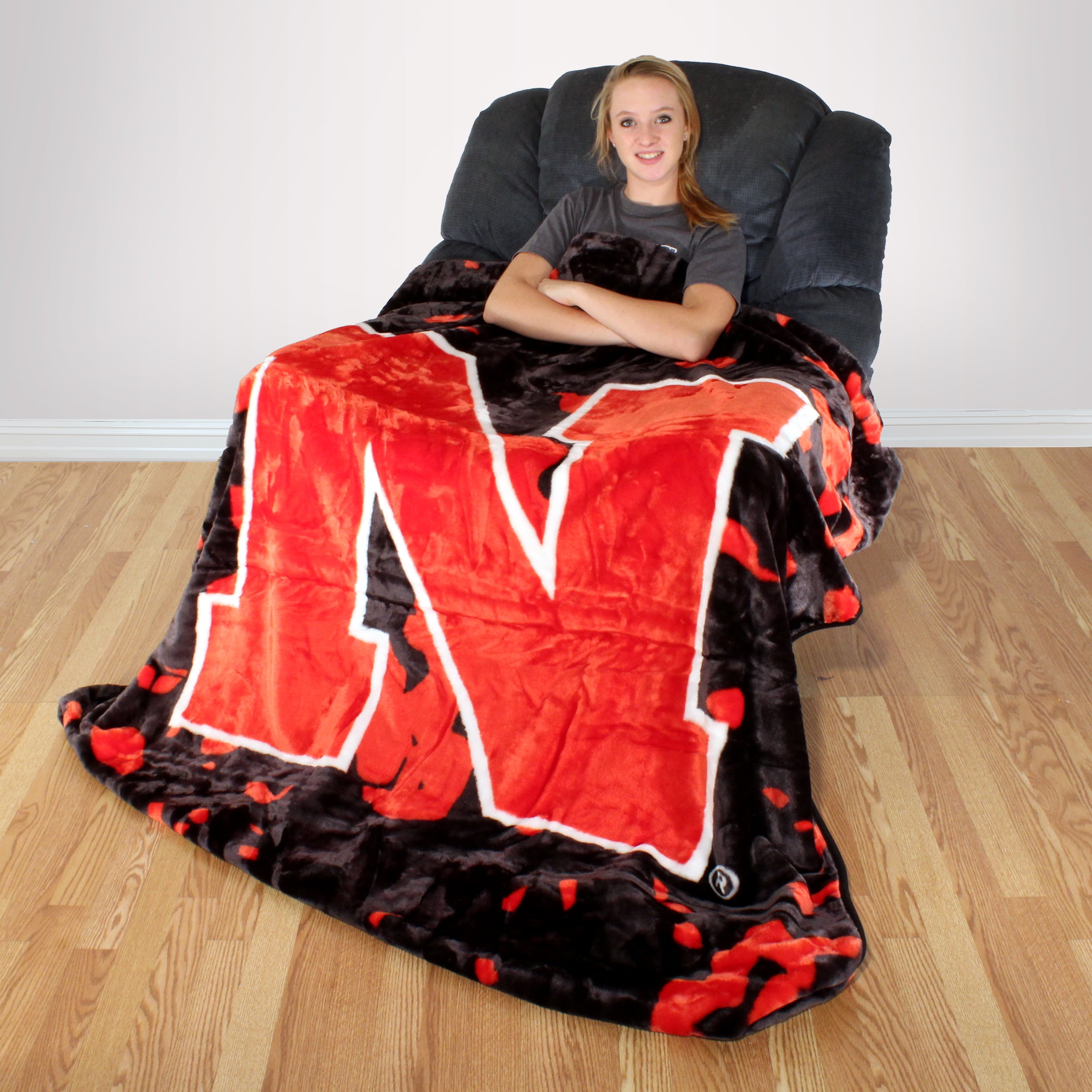College Covers Nebraska Cornhuskers Huge Raschel Throw Blanket, Bedspread, 86" x 63"