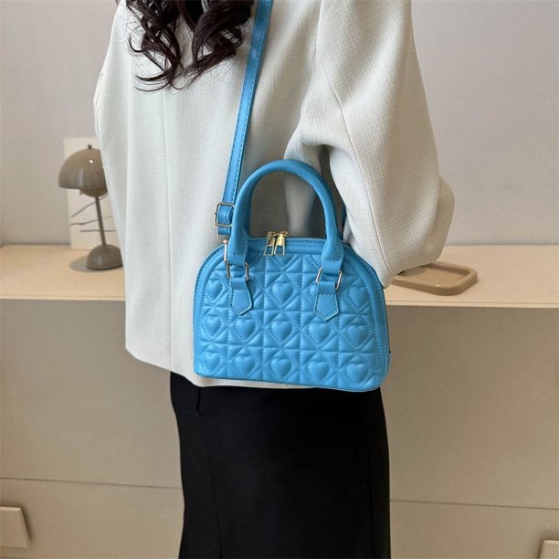 Bolso de mano para mujer, Bolso de cuero PU, Bolso de mano elegante Simple, bandolera (azul)