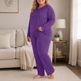 thumbnail image 5 of Xaqiouau Women Fleece Lined Pajama Set Warm Thermal Underwear Long Sleeve Top and Pants Plus Size Winter Lounge Sleepwear, 5 of 9