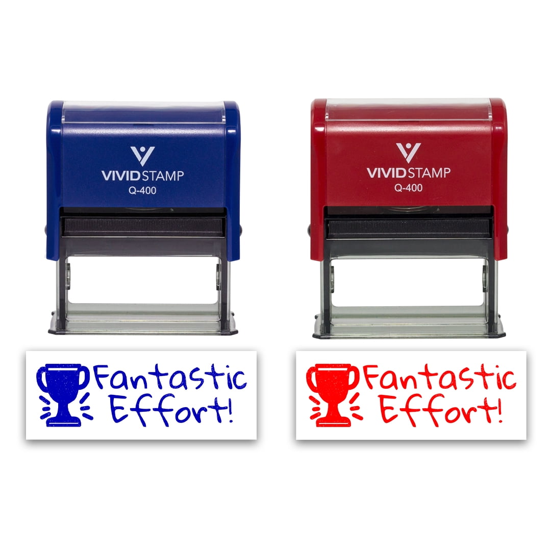 (3 pack) All Quality Fantastic Effort! Self-Inking Rubber Stamp Motivational Teacher Stamps | Homework And Grading | Classroom Supplies (Red Ink) - Q-400