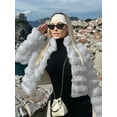 thumbnail image 4 of Women'S Faux Fur Jacket Short Puffy Long Sleeve Coat Winter Warm Furry Coat Grey M, 4 of 6