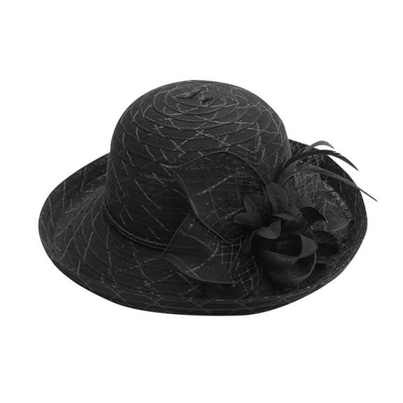 Ticikt Ladies Rolled Edge Small Top Hat Summer Casual Bow Hat Small Basin Hat Retro Sun Hat Fisherman Hat,Color:Black