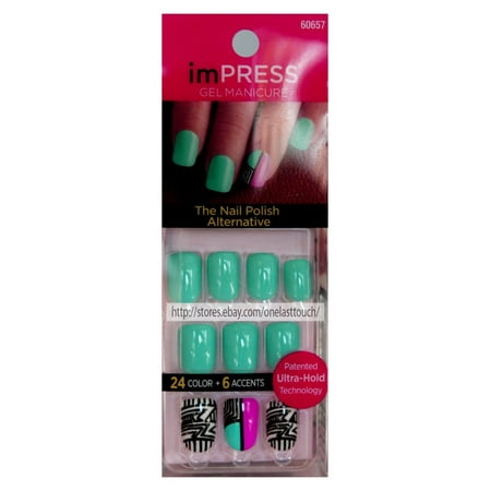 Broadway Nails Impress Press-on Nails, Glitz & Glamour, 24 Nail Gels Assorted Styles/Color