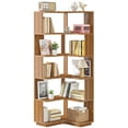 thumbnail image 3 of Tribesigns 6-Tier Corner Bookshelf, 64.9 Inch Tall Industrial Bookcase with Anti-drop Panel, Freestanding Wood Grain Corner Shelf Display Rack Storage Organizer for Home Office, Living Room, 3 of 8