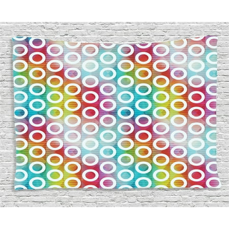 Geometric Bubble - Geometric Circle Decor Tapestry, Digital Oval Bands on Vibrant Background Bubble Forms on Fractal Image, Wall Hanging for Bedroom Living Room Dorm Decor, 60W X 40L Inches, Multi, by Ambesonne