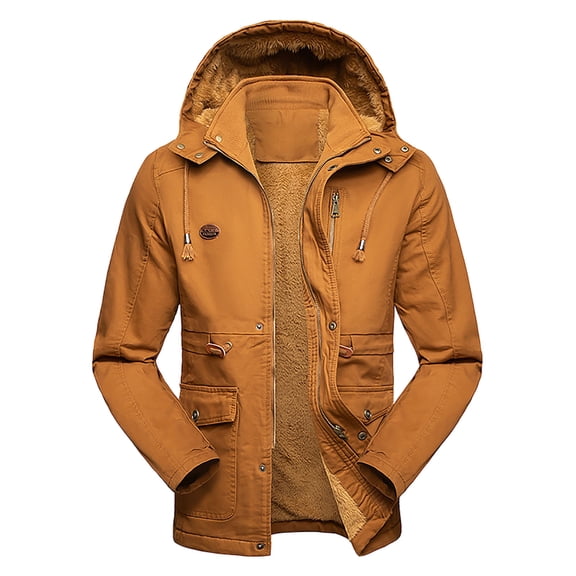 Youmylove Mens Winter Jacket Trendy Trench Coat Winter Workwear Jacket Mid-Length Casual Textured Warm Thickened Outdoor Coat Trendy Warm Quilted Jackets Travel