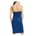 thumbnail image 2 of JUMP Womens Blue Glitter Spaghetti Strap Square Neck Above The Knee Party Sheath Dress 9\10, 2 of 3