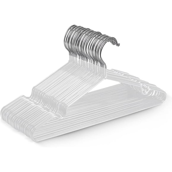 Lot de 20 Cintres pour Vêtements en Métal de Qualité Supérieure avec Revêtement en Caoutchouc - Robustes - Cintres d'Organisation Gain de Place pour Garde-Robe, Portemanteau, Barres Croisées (Blanc)