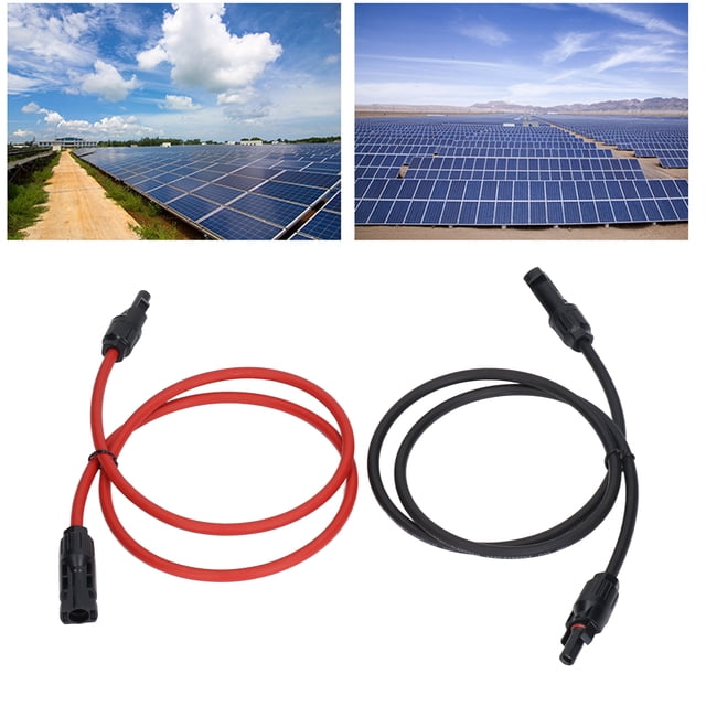 10AWG Solar Extension Cable, Flame Retardant Shell Conductivity 2Pcs Insulation Shell Solar Panel Extension Cable with Female Male Connector for PV System 1m / 3.3ft,3 m