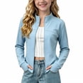 thumbnail image 2 of Aofany Girls' Fall Winter Solid Jackets Ruffle Hem Long Sleeve Athletic Jacket Stand Collar Zip Yoga Coats 3-15Years, 2 of 6