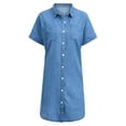thumbnail image 3 of LilyLLL Womens Casual Short Sleeve Buttons Down Denim Dress, 3 of 4