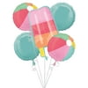 Anagram International Just Chillin' Balloon Bouquet, 5 Pieces, Foil Balloons Featuring Beach Balls and a Giant Ice Pop
