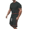 thumbnail image 3 of VBTAPA Mens 2 Pieces Summer Outfits Trendy 3D Printed Short Sleeve Crewneck T-shirt and Drawstring Shorts Set Big and Tall Casual Sport Suit Black XL, 3 of 6