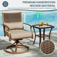 thumbnail image 6 of ECOPATIO 3 Pieces Patio Swivel Chairs Set of 2 with Wicker Table, Bistro Set with Swivel Rocker Chair, Outdoor Furniture with Thickened Cushions for Porch Backyard Deck (Khaki), 6 of 10
