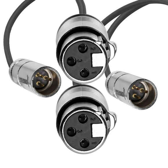 KONDOR BLUE | Mini XLR Male to XLR Female 16" Audio Cable (2 Pack) for BMPCC & C70 | Connect a Microphone or Audio Mixer to Your Camera | Black