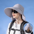 thumbnail image 4 of Aosijia Womens Chapeau de Soleil avec Queue de Cheval Trou à Large Bord Chapeau de Plein Air Randonnée Safari Plage Grdening Chapeau de Pêche avec Rabat de Cou, 4 of 11