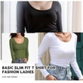 thumbnail image 3 of CYU SHOP White Long Sleeve Shirts for Women Plus Size Fall Long Sleeve Stretch Slim Round Neck Ribbed Basic Shirts(XX-Large，01 White）, 3 of 7