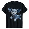 thumbnail image 3 of Njagoc3 Women Lightweight Casual T‑Shirt, Retro Denim‑Style Patchwork Graphic Crew Neck Short Sleeve Loose‑Fit Ladies Tee, 3 of 4