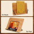 thumbnail image 5 of Large Bamboo Book Stand, 11'' x 15'' Portable Stable Adjustable Height Reading Book Holder for Cookbook, Sheet Music, Bible, Textbook and Tablet, 5 of 8