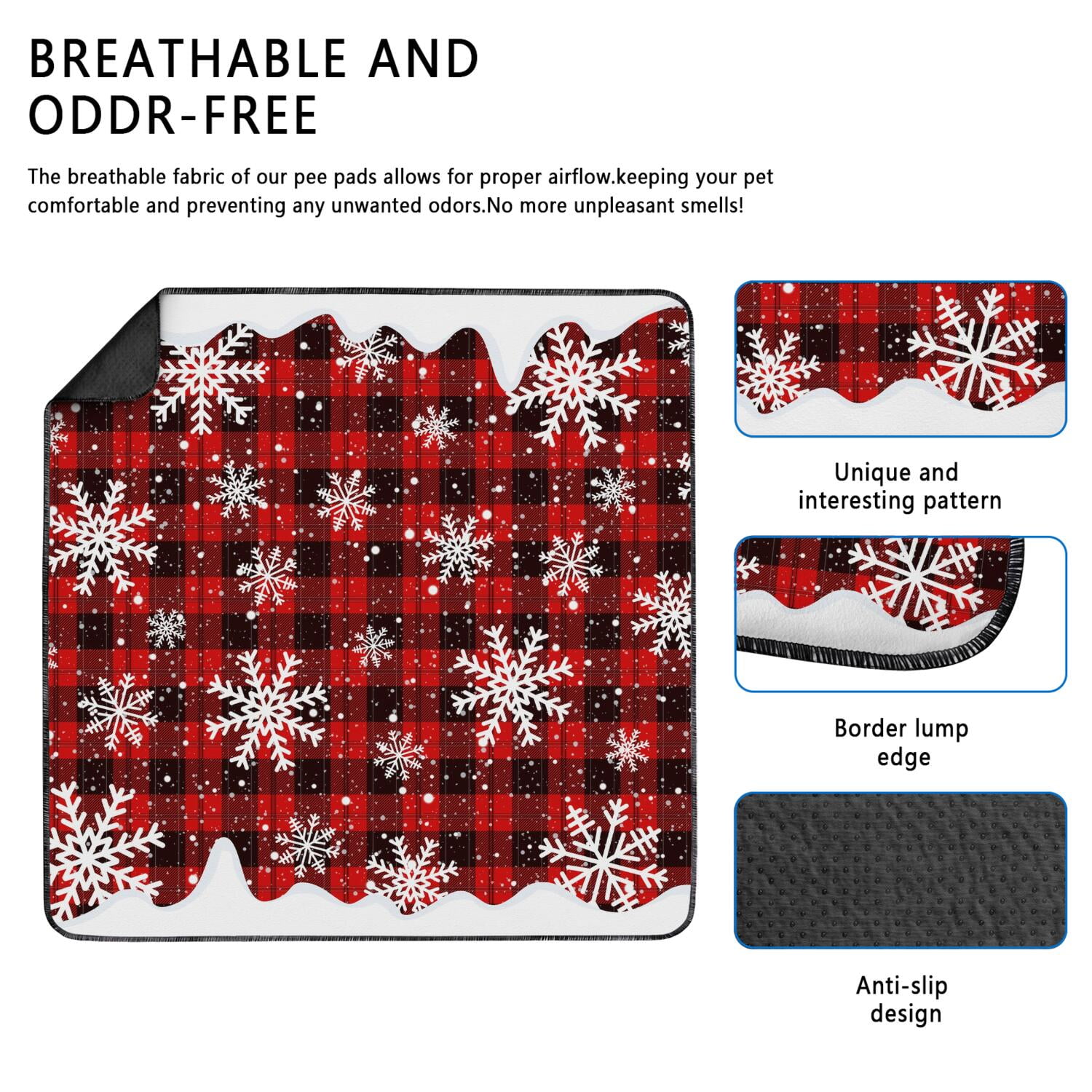 Christmas Holiday Reusable Puppy Pads 48" x 48", 2-Pack Washable Dog Potty Training Mats for Your Big Home During the Holiday Season