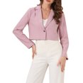 thumbnail image 1 of BLAZER CORTO DE NEGOCIOS PARA MUJERES CON MANGAS LARGAS Y DELANTERO ABIERTOS, CON SOLAPA EN V, COLOR ROSA, 1 of 6