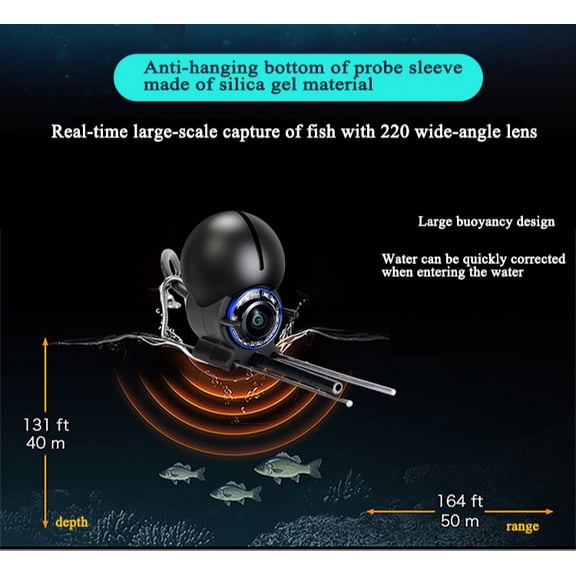 4.3 Inch Underwater Fish Finder Camera with Wide-Angle Infrared Night Vision, for Ice, River, and Boat