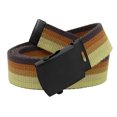 thumbnail image 1 of Boys School Uniform Black Slider Military Belt Buckle with Canvas Web Belt Large Brown Stripes, 1 of 2