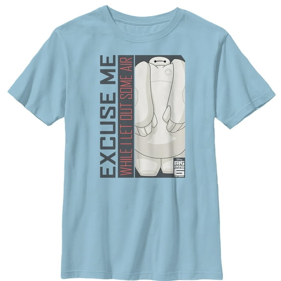 Boy's Big Hero 6 Baymax Excuse Me  Graphic Tee Light Blue X Small