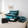 thumbnail image 5 of Feelyou Hip Hop Music Twin Bedding Sets 7-Piece for Child, Black Blue Graffiti Bedding Comforter Set, Street Artwork Reversible Sheet Sets, Microfiber Bedroom Decor, 5 of 7