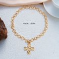 thumbnail image 3 of PISONIC 2‑Layer Gold Statement Necklace, Irregular Oval Link Choker & Hammered Cross Pendant for Women, 3 of 4