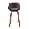 thumbnail image 4 of LumiSource Walnut Wood, Black PU, Chrome Fabrico Fixed-Height Counter Stool - Set of 2, 4 of 7