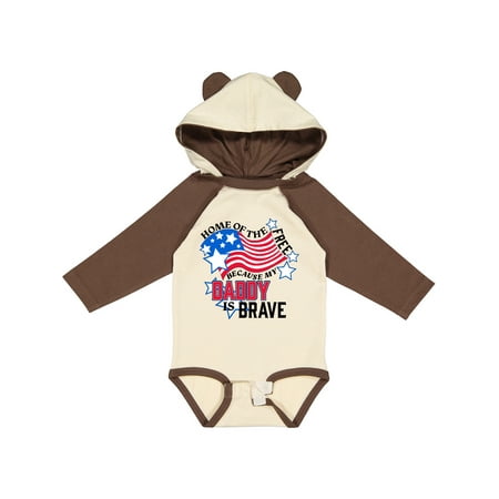 

Inktastic Home of the Free Because My Daddy is Brave Boys or Girls Long Sleeve Baby Bodysuit