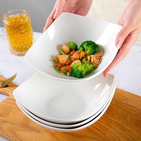 KGJQ Square Salad Bowl 6.77-Inch Japanese Noodle Soup Bowl Lightweight Microwave Dishwasher Safe Ramen Bowl for Home Kitchen Restaurant Use