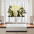 thumbnail image 2 of Ambesonne Samurai Kitchen Curtains, Oriental Design, 55"x39", Black and Pale Yellow, 2 of 3