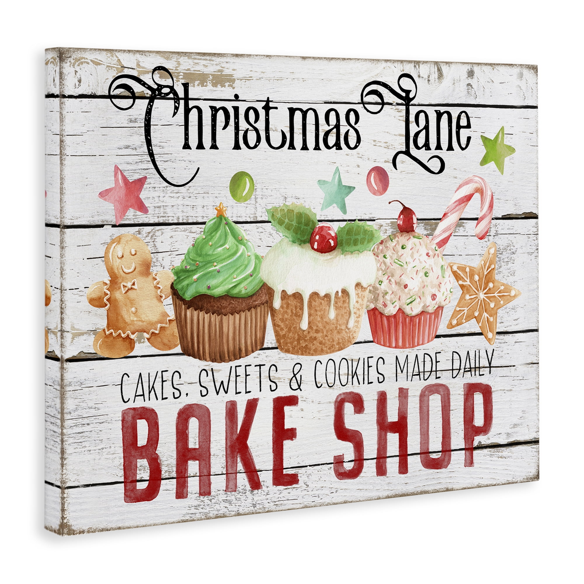 Stupell Industries Christmas Lane Bake Shop Holiday Painting Gallery Wrapped Canvas Art Prints Wall Art, 20 x 16