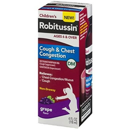 Robitussin Cough & Chest Congestion Non-Drowsy Grape Flavor Liquid, 4 ...