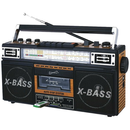 Supersonic SC-3200 WOOD Retro 4-Band Radio & Cassette Player
