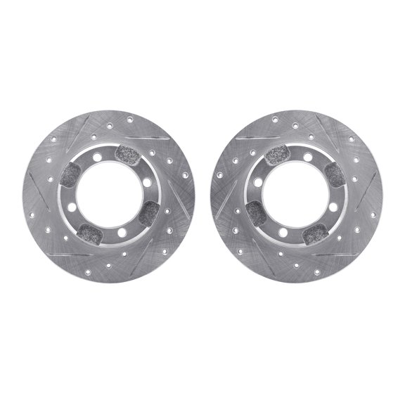 Dynamic Friction Company Front Brake Rotors-Drilled and Slotted-Silver 7002-72009