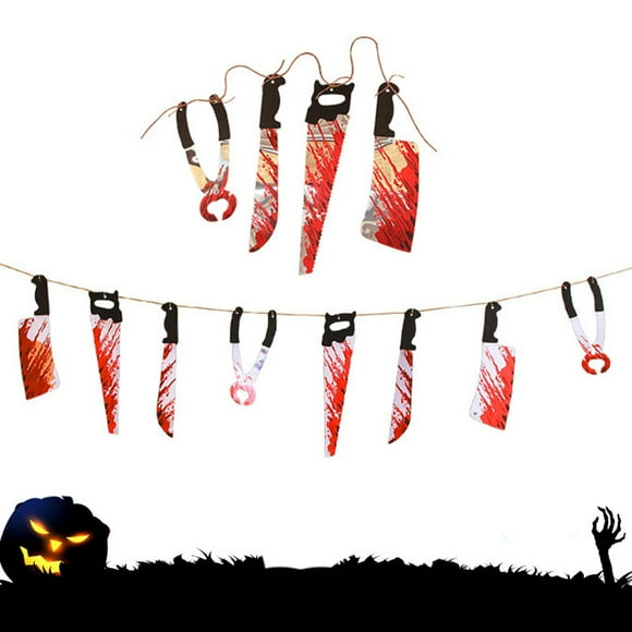 Halloween Banner Hanging Decorative Fake Party Garland Holiday Banner