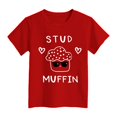 thumbnail image 4 of Tkrady Toddler Girls Valentine's Day New Heart Graphic Short Sleeve Crewneck T Shirts Tops Fun Letter Print Tee Clothes, Sizes 1-14 Years, 4 of 5