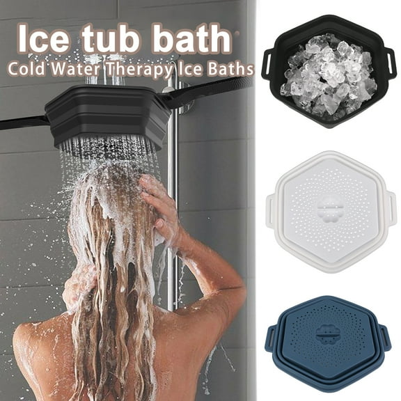 Pebbuoy Lightweight Portable Foldable Ice Bath Barrel Foldable Silicone Ice Bath Tub Bucket with Handle Indoor Use