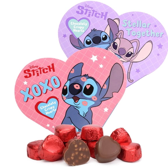 Disney Stitch Mini Heart Box Set, Valentines Day Chocolates, Pack of 2, 1 of Each, 1.6 Ounces Each