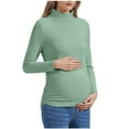 thumbnail image 2 of SwiftWear Women's Maternity Shirts Turtleneck Long Sleeve Pregnancy Tops Casual Side Ruched Base Layer Tees Mama Clothes Soft Pregnancy Thermal Underwear, Mint Green, 2 of 9