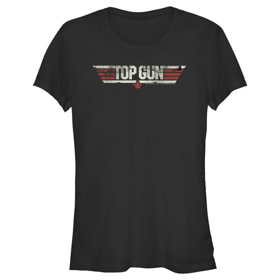 Junior's Top Gun Distressed Movie Logo  Graphic T-Shirt