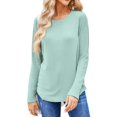 thumbnail image 2 of Basic T Shirts for Women Women's Fashion Solid Color Round Neck Long Sleeve T-shirt Casual Autumn Tops, 2 of 7