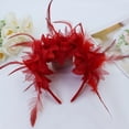 thumbnail image 2 of ZQUUVOU Women's Carnival Feather Headband Flower Party Hair Accessory Dance Headpiece Role Play Carnival Props Red, 2 of 6