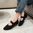 thumbnail image 4 of Quaouag Women's Flats Shoes Pointed Toe Knit Washable Ballet Comfortable Dressy Mary Jane Flat, 4 of 5