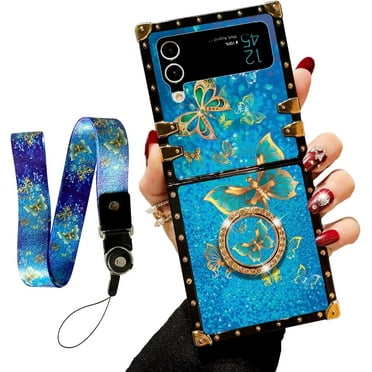 nancheng Shockproof Back Cover Cell Phone Case for Samsung Galaxy Z Flip 4, Blue