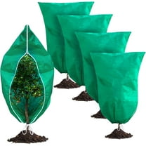 4 Pack Plant Covers Freeze Protection, 32''W x 48''H 2.5oz/yd² Winter Tree Frost Blankets Frost Cloths Protectors Bag Cover with Zipper Drawstring for Outdoor Plants Shrub Fruit Trees Potted
